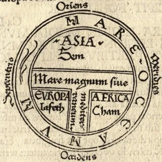 A world map popular during the Middle Ages is the T-O map by Isidor of Seville. It was originally drawn ca. 636 CE but is shown here in its first printed version from 1472 CE. Source: Wikimedia, public domain.