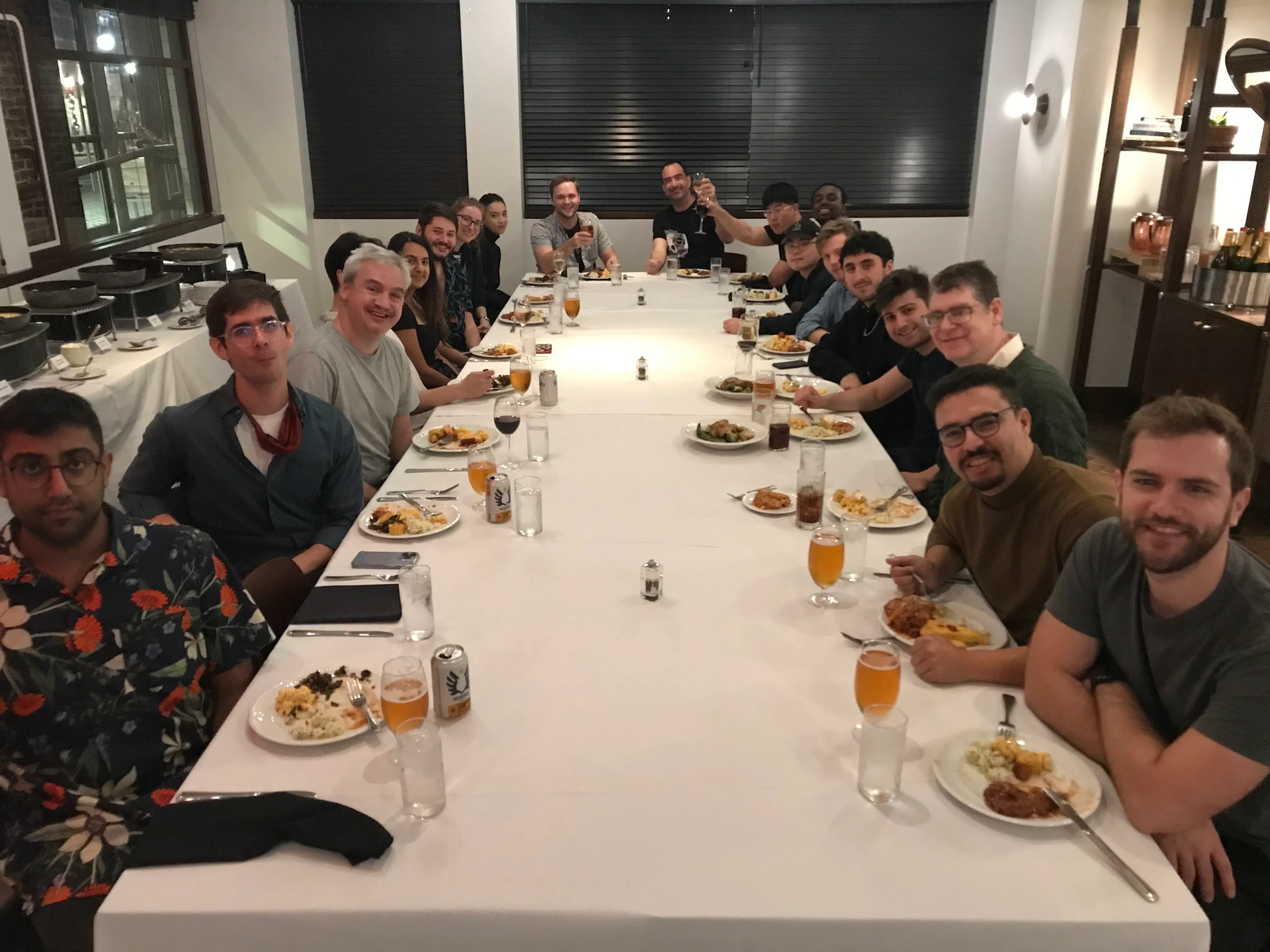 Members of Enigma’s engineering and data science teams gathered for dinner during their retreat in Savannah.